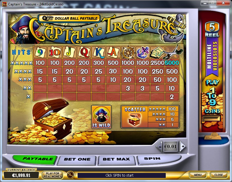 Free slot games captain treasure